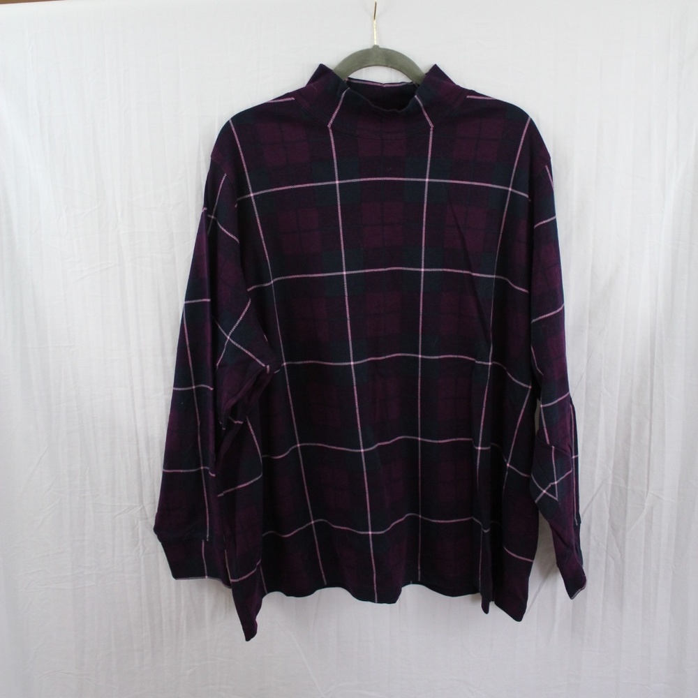 Lands' End Long Sleeve Plaid Turtle Neck 3X